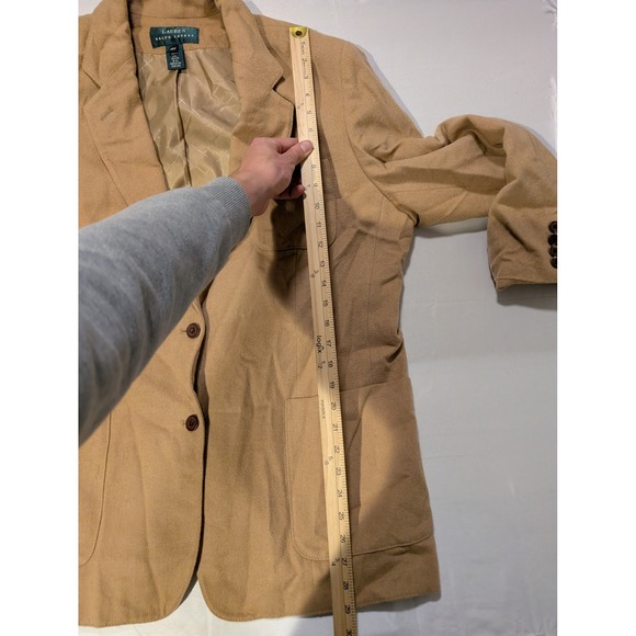 Lauren Ralph Lauren Women 18W Camel Hair Tan Blazer Jacket Made In USA - Picture 8 of 12